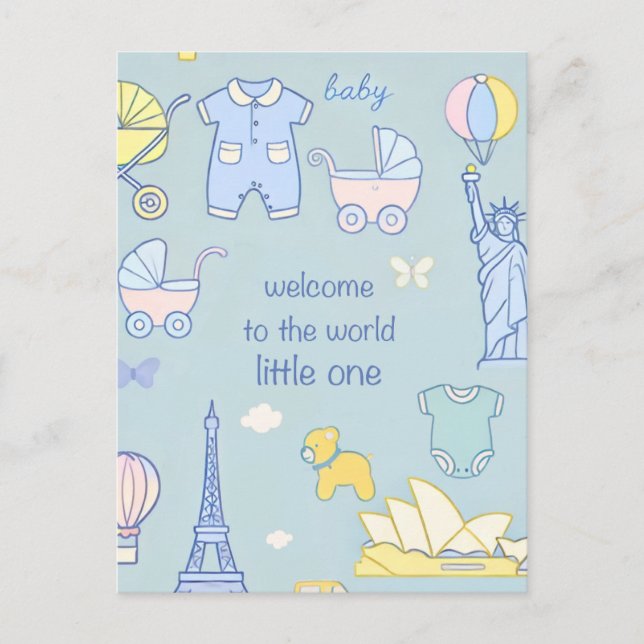 Newborn Baby Welcome Card / Postcard (Front)