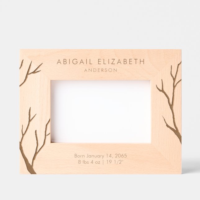 Newborn Birth Details Personalised  Etched Frames (Front)