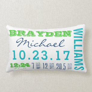 Newborn Birth Details Pillow Baby Boy