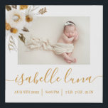 Newborn Birth Stats Photo Wrapped Canvas Print<br><div class="desc">Decorate your nursery with this beautiful mustard floral photo birth stats canvas!</div>
