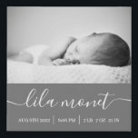 Newborn Birth Stats Wrapped Canvas Print<br><div class="desc">Decorate your nursery with this beautiful grey and white birth stat canvas!</div>