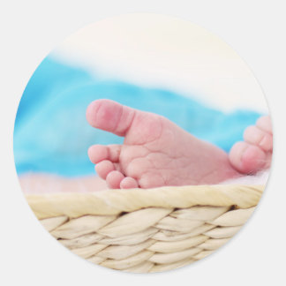 newborn cute nursery crib babies feet footprints classic round sticker