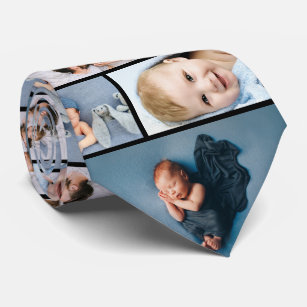 Newborn Father's Day Gift Family Photo Collage Tie