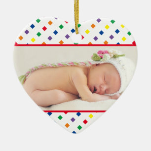 Newborn First Christmas Photo and Name Baby Ceramic Ornament