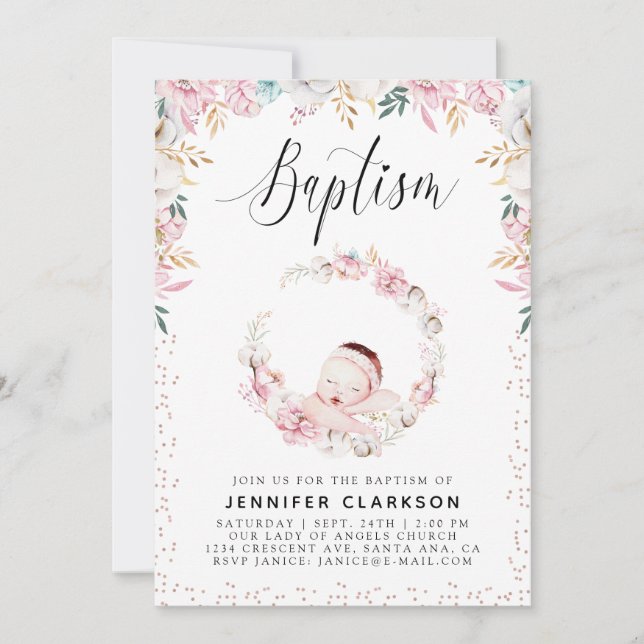 Newborn Floral Baptism Invitation (Front)