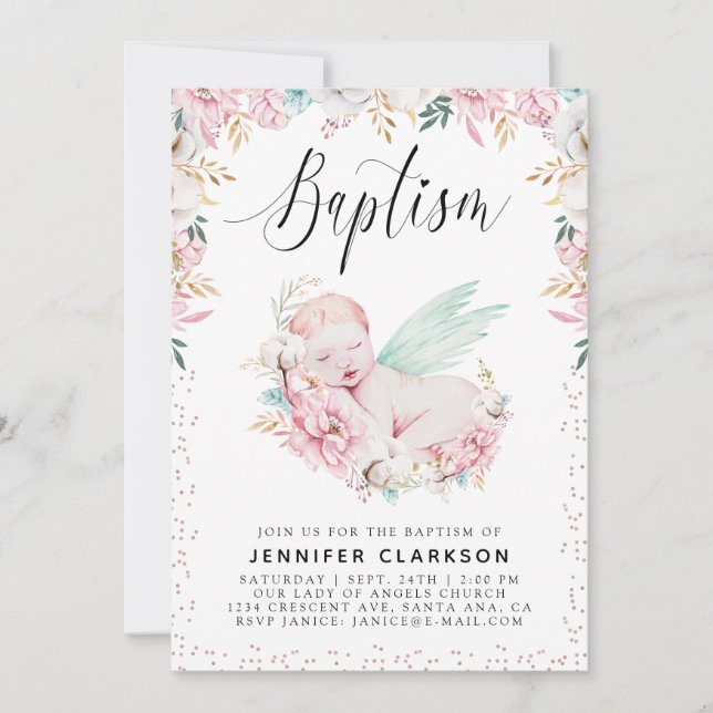 Newborn Floral Baptism Invitation (Front)