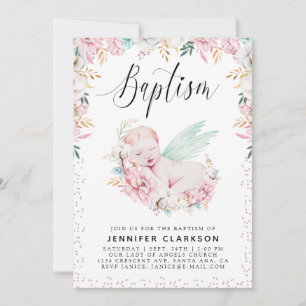 Newborn Floral Baptism Invitation