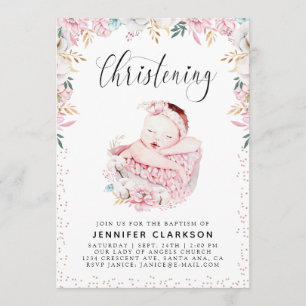 Newborn Floral Christening Invitation