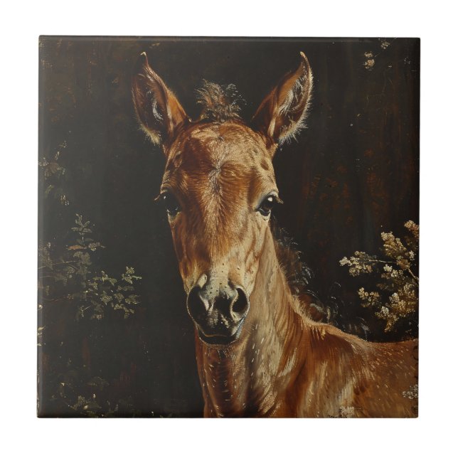 Newborn Foal Painting Ceramic Tile (Front)