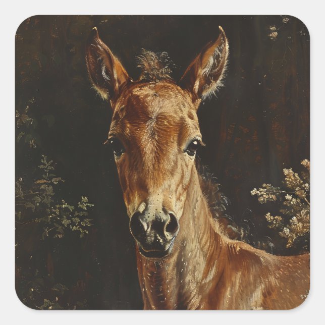 Newborn Foal Painting Square Sticker (Front)