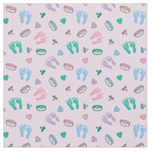 Newborn Footprints Binkies and ID pattern Fabric