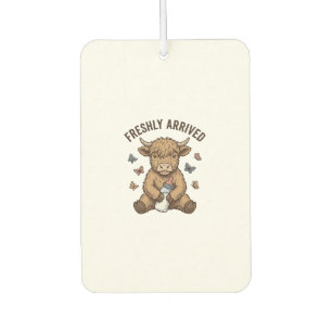 Newborn Highland Calf Baby Announcement Design Car Air Freshener