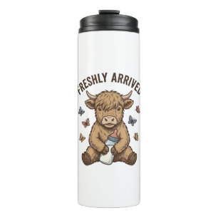 Newborn Highland Calf Baby Announcement Design Thermal Tumbler