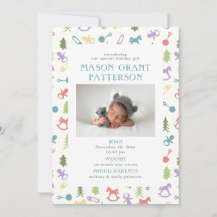 Newborn Holiday Photo Announcement Pastel