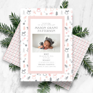 Newborn Holiday Photo Grey Pink