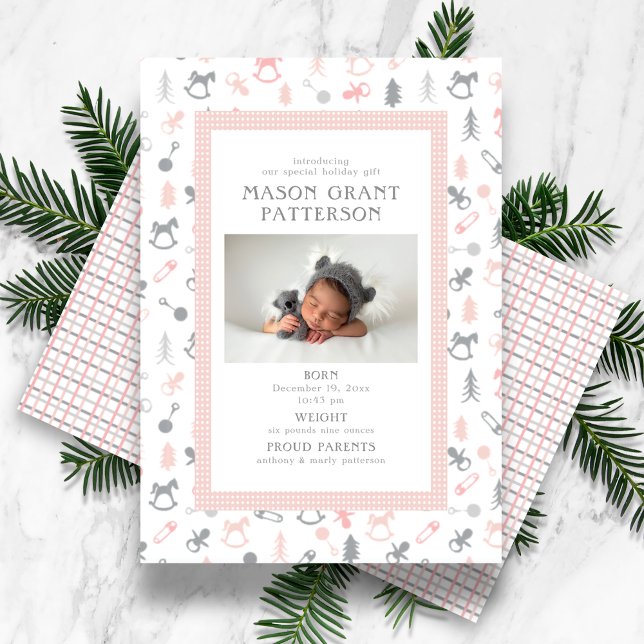 Newborn Holiday Photo Grey Pink (Creator Uploaded)