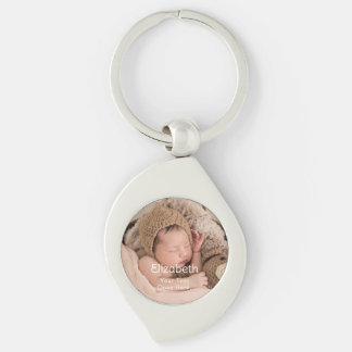 Newborn Name Photo Simple Key Ring