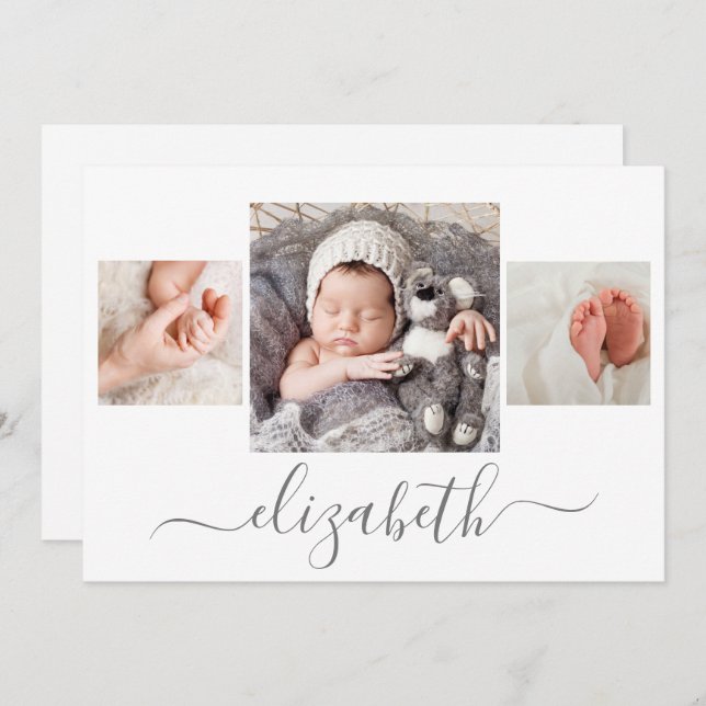Newborn Photo Collage Birth Announcement (Front/Back)
