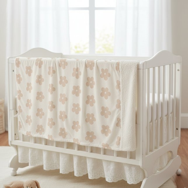 Newborn Photo Prop, Blush Daisy Floral Sherpa Blanket (Creator Uploaded)