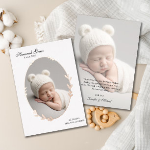 Newborn Photo Scripty Oval Foil Birth Announcement