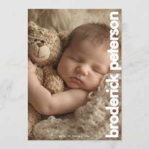 Newborn Simple Modern Photo Birth Announcement