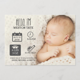 Newborn Stats Birth Announcement