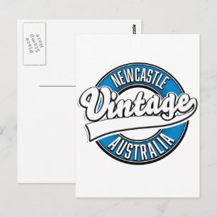 Newcastle australia vintage style logo postcard
