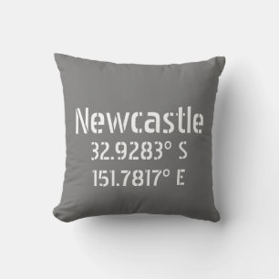 Newcastle NSW Latitude and Longitude Cushion