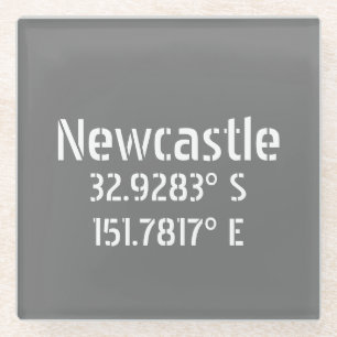 Newcastle NSW Latitude Longitude Glass Coaster