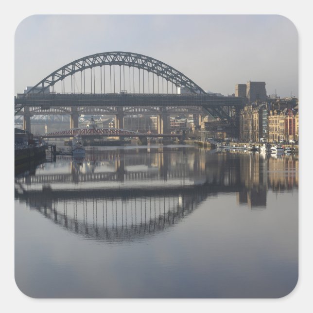 Newcastle Quayside & the Tyne Bridge Square Sticker (Front)