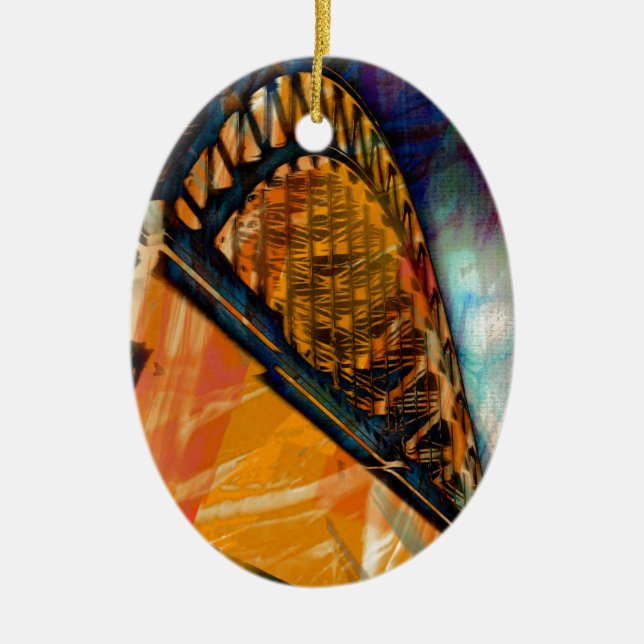 Newcastle Tyne Bridge Ceramic Tree Decoration (Front)