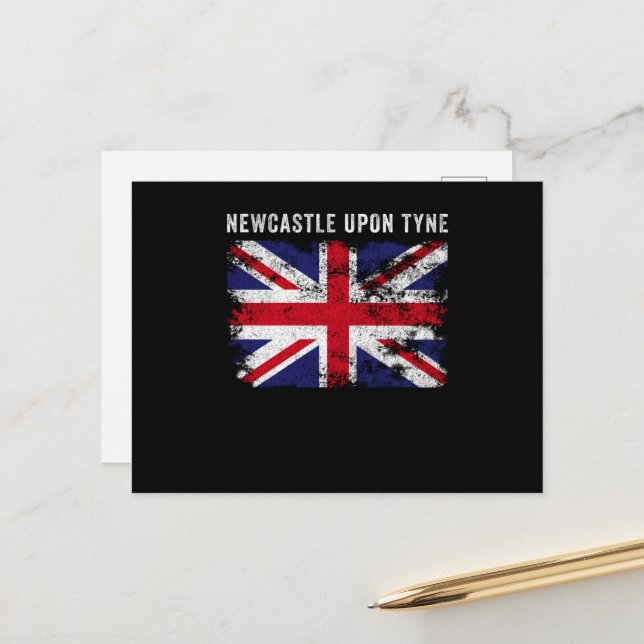 Newcastle Upon Tyne UK Flag England Souvenir Postcard (Front/Back In Situ)