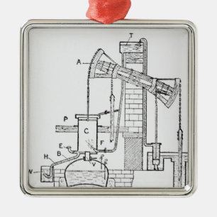 Newcomen's Atmospheric Engine Metal Tree Decoration
