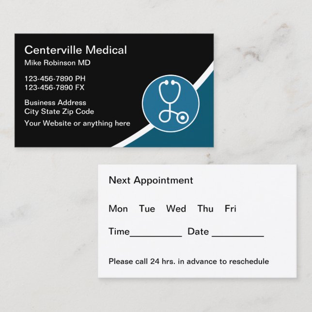 Newest Medical Appointment Business Cards (Front/Back)