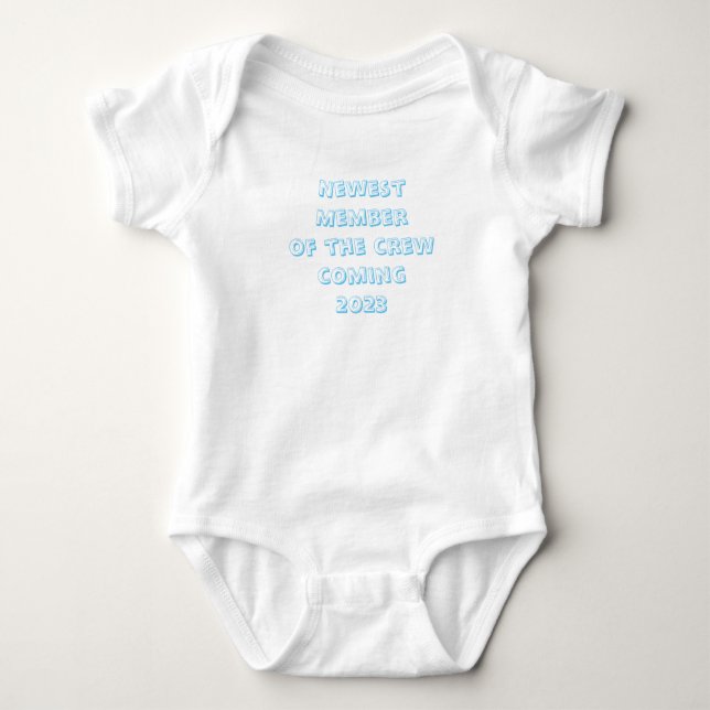 Newest Member of the Crew Coming 2023 Blue Baby Bodysuit (Front)