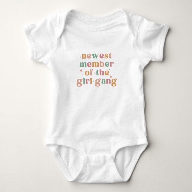 Newest Member of the Girl Gang Cute Boho Baby Girl Bodysuit (Front)