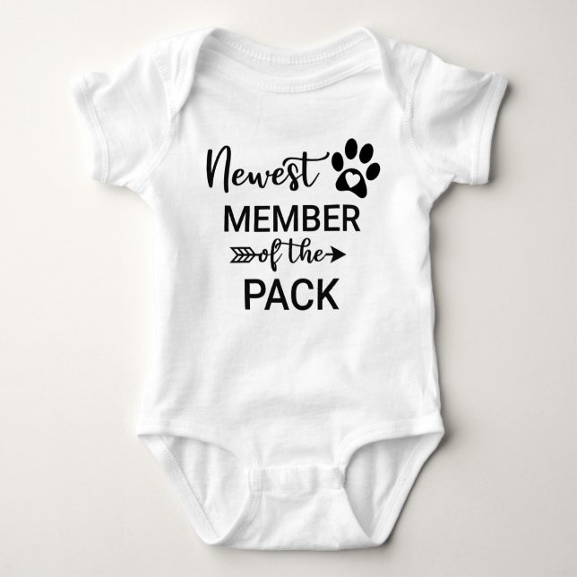 Newest Member of the Pack Pregnancy Announcement Baby Bodysuit (Front)