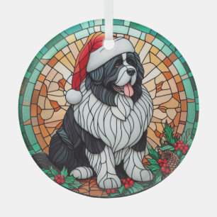 Newf Landseer Stained Glass Style Christmas Tree Decoration