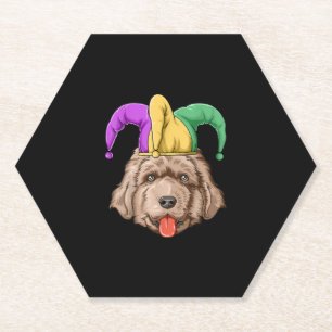 Newfie dog with hat newfoundland owner gift paper coaster