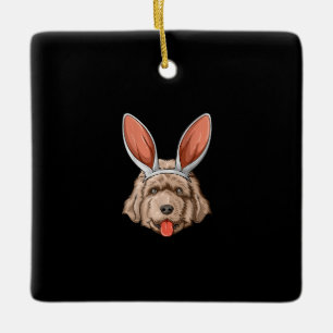 Newfie easter bunny ears newfoundland dog gift ceramic ornament