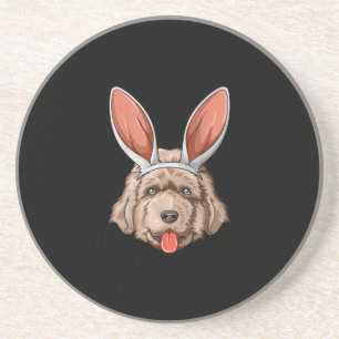 Newfie easter bunny ears newfoundland dog gift coaster