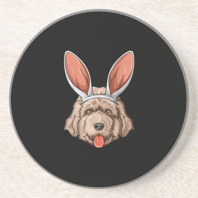 Newfie easter bunny ears | newfoundland dog gift coaster (Front)