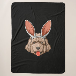 Newfie easter bunny ears newfoundland dog gift sherpa blanket