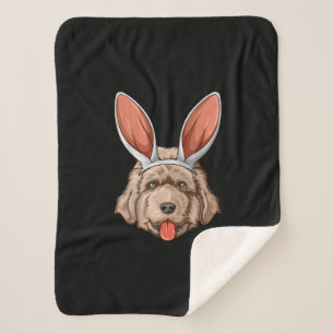 Newfie easter bunny ears   newfoundland dog gift sherpa blanket