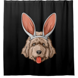 Newfie easter bunny ears newfoundland dog gift shower curtain