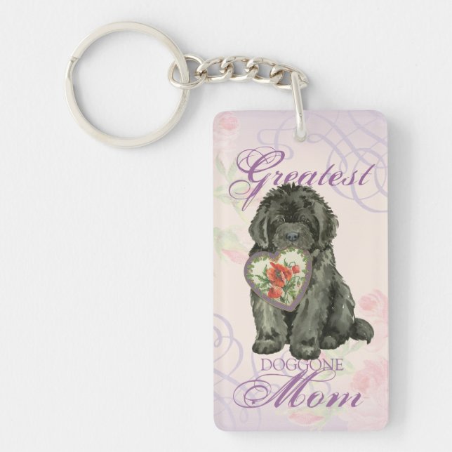 Newfie Heart Mum Key Ring (Front)