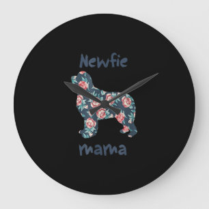 Newfie mama   Newfoundland dog mum present Large Clock