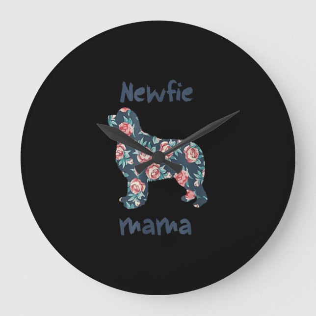Newfie mama | Newfoundland dog mum present Large Clock (Front)