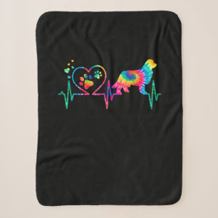 Newfie mum dad heartbeat tie dye dog gift sherpa blanket