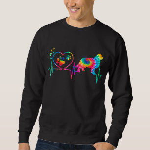 Newfie mum dad heartbeat   tie dye dog gift sweatshirt